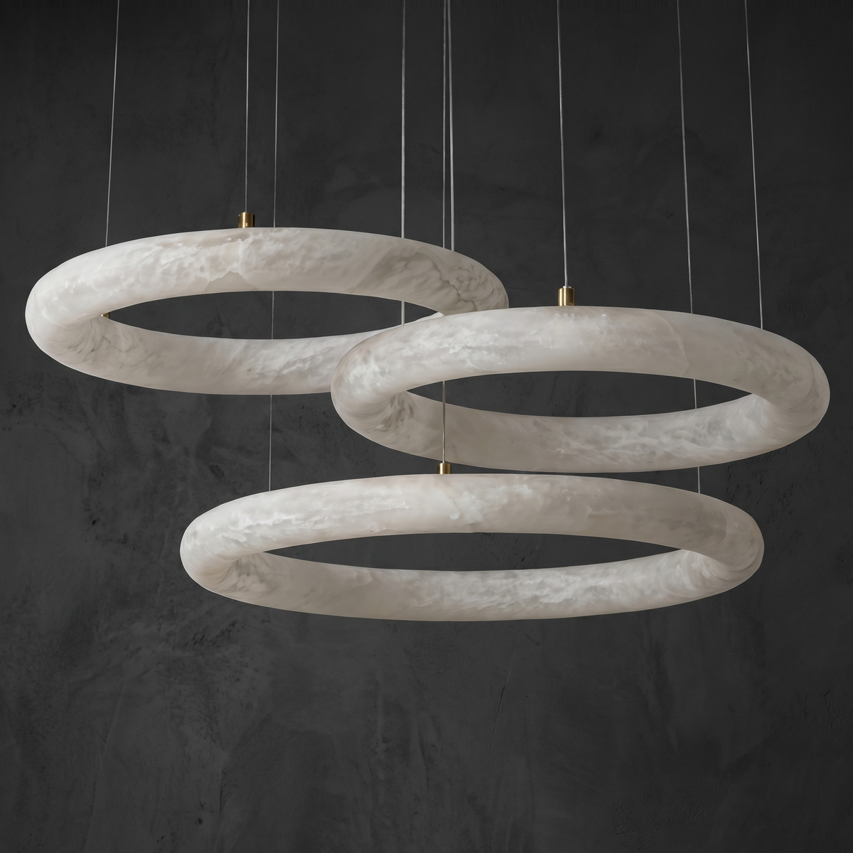 Alabaster Ring Chandelier in a dining room