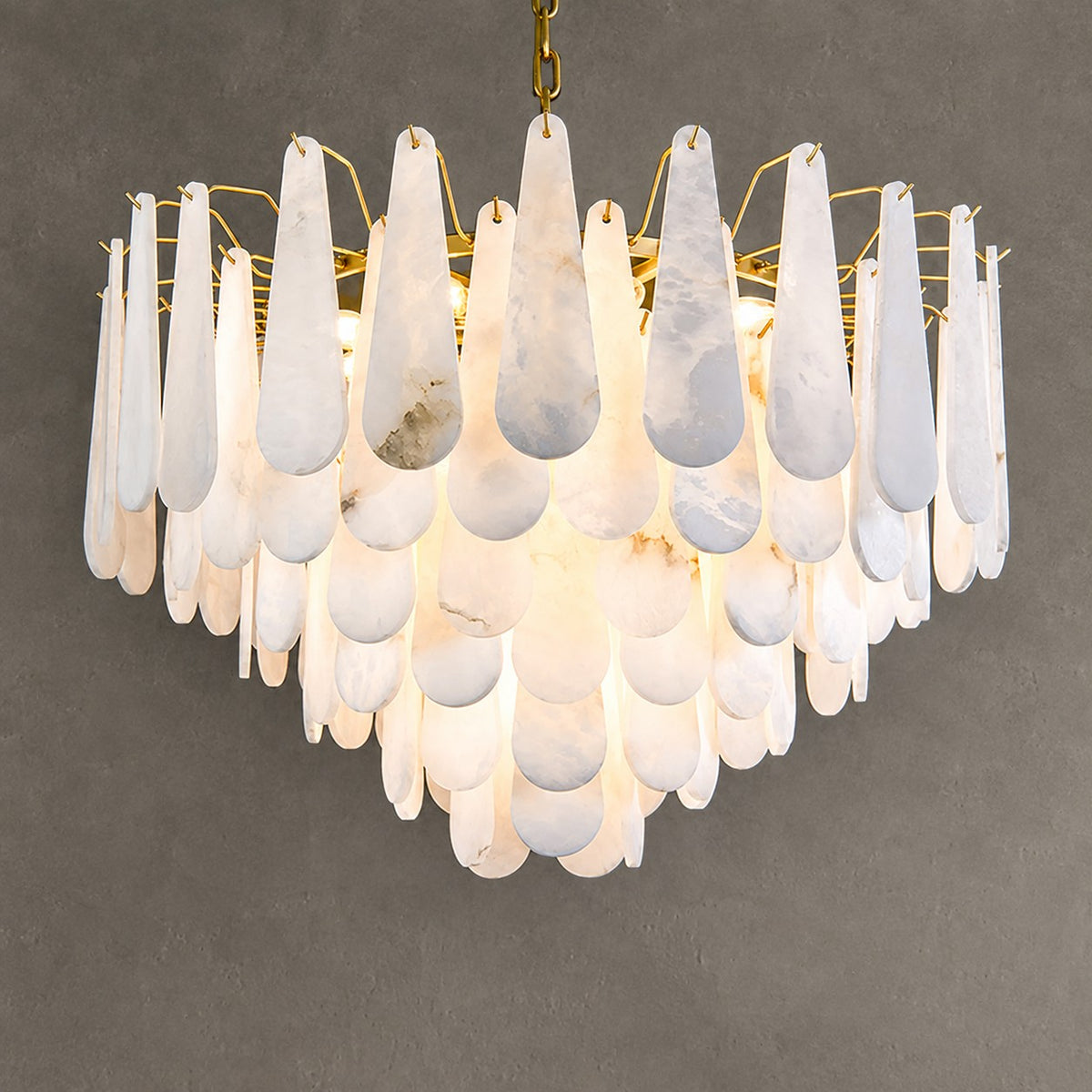 Anthea Spanish Alabaster Luxury Lamp Fixtures, Elegant Chandeliers