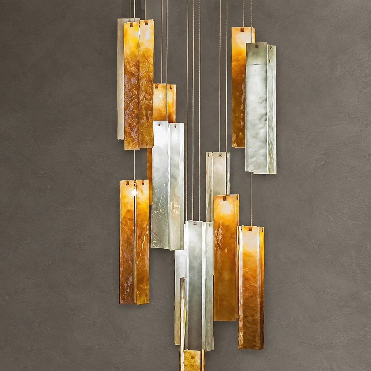 Art Design 1/25/60/84-Light Colorful Rectangle Cluster Glass Tile Pendant/Chandelier