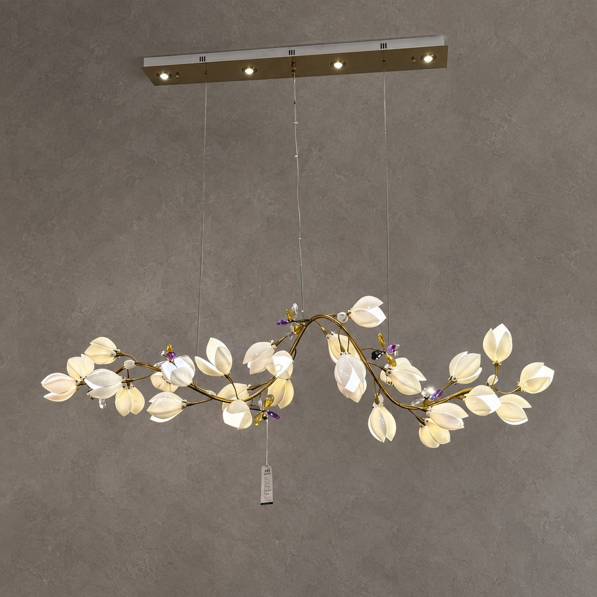 Art Design Creative Ceramic Magnolia Ring/Linear Chandelier for Bedroom/Living Room/Dining Room/Kitchen Island