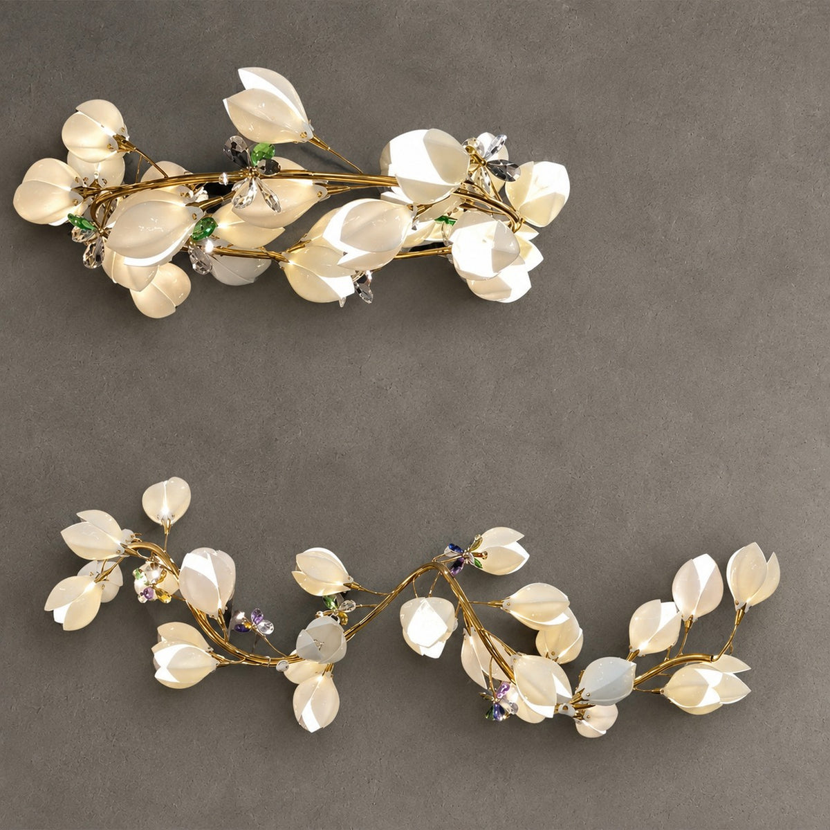 Art Design Creative Ceramic Magnolia Ring/Linear Chandelier for Bedroom/Living Room/Dining Room/Kitchen Island