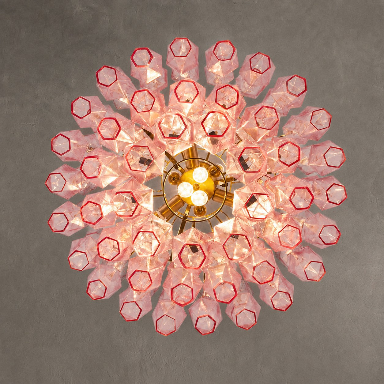 Chandelier Cascade Hand Blown Faceted Glass Artisan Murano Style