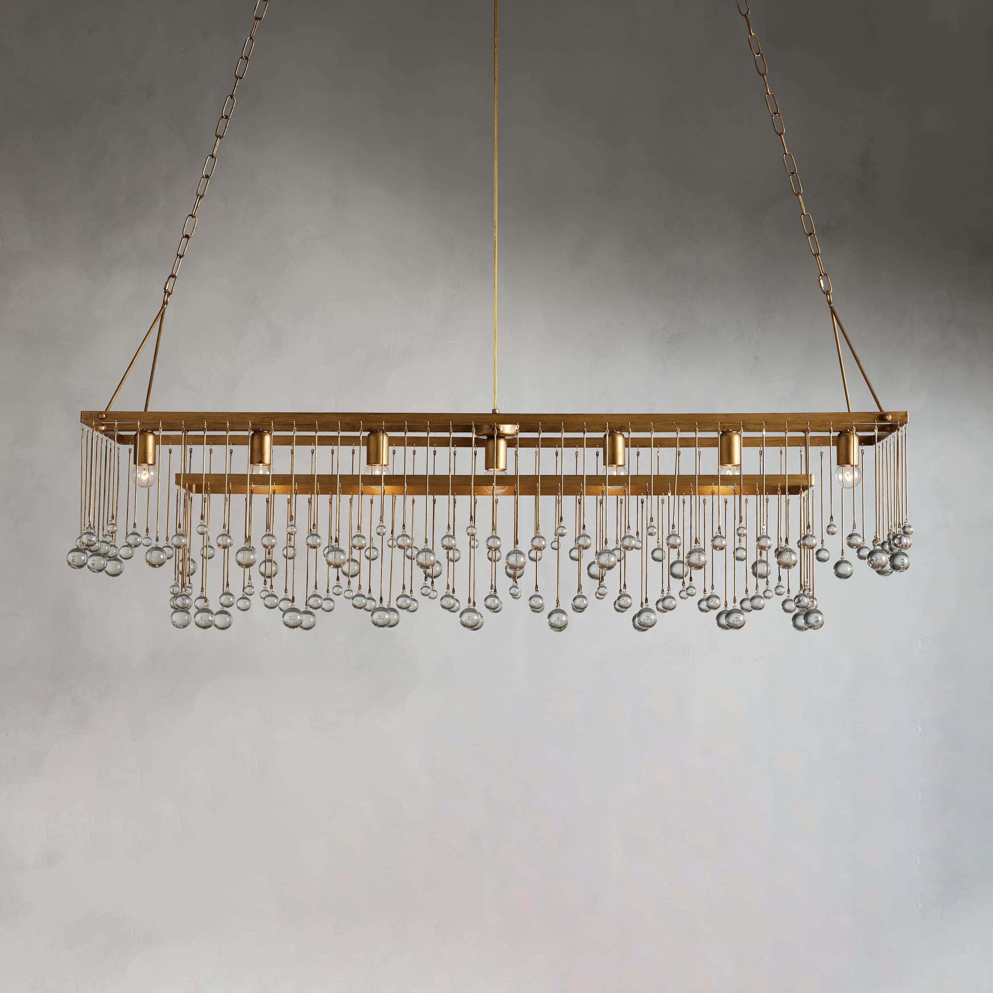 Aubrey Crystal Ball Rectangular Chandelier 47'' 60''