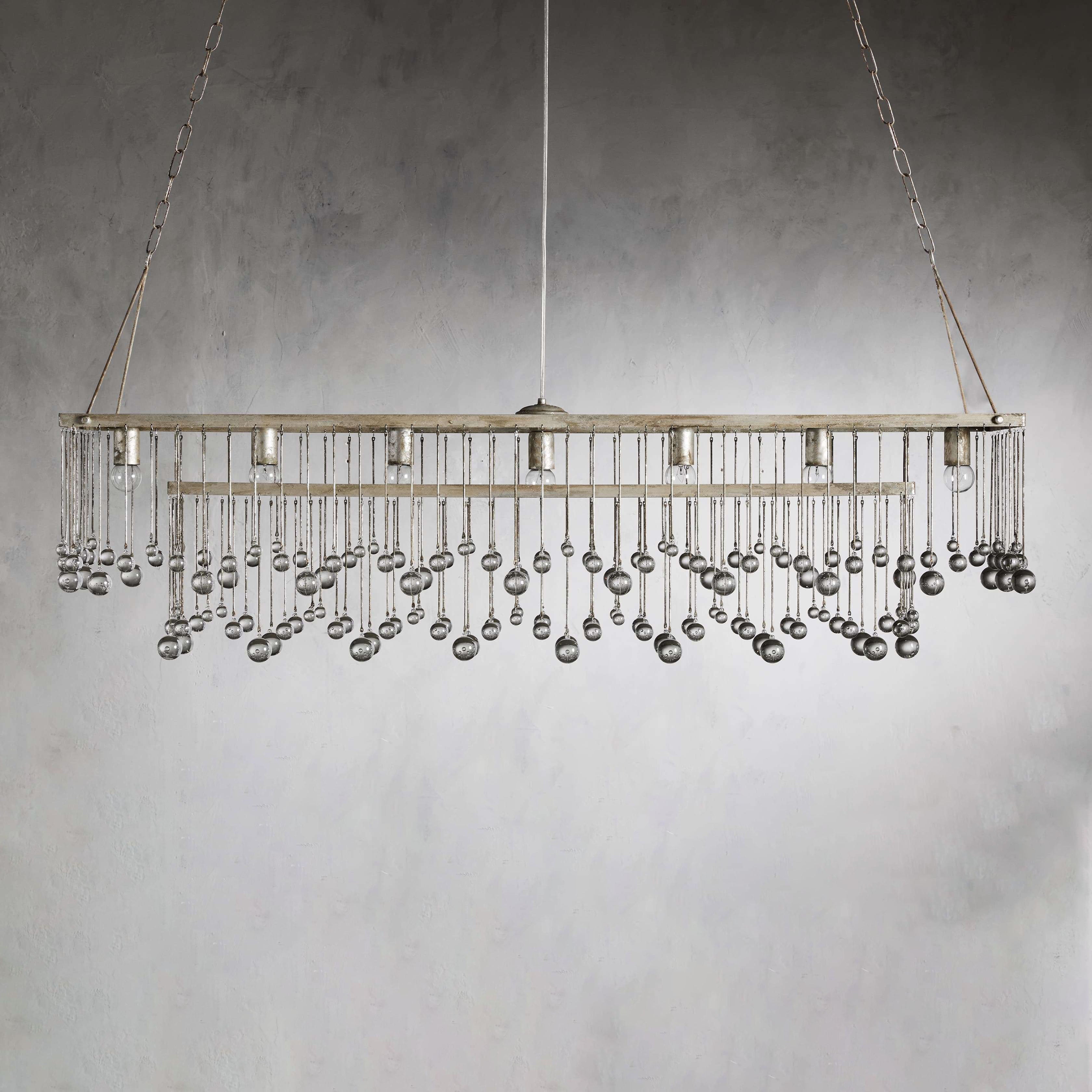 Aubrey Crystal Ball Rectangular Chandelier 47'' 60''