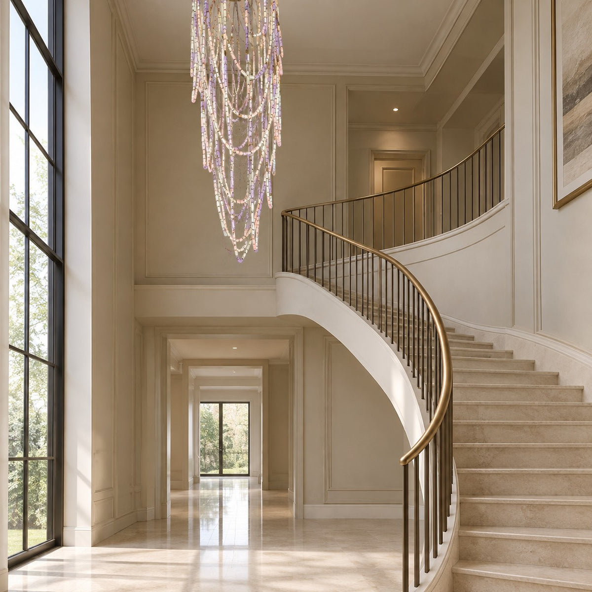 Luxury Artistic Dreamy Pastel Blended Crystal Tube Chain Chandelier for Villa/Lobby/Foyer