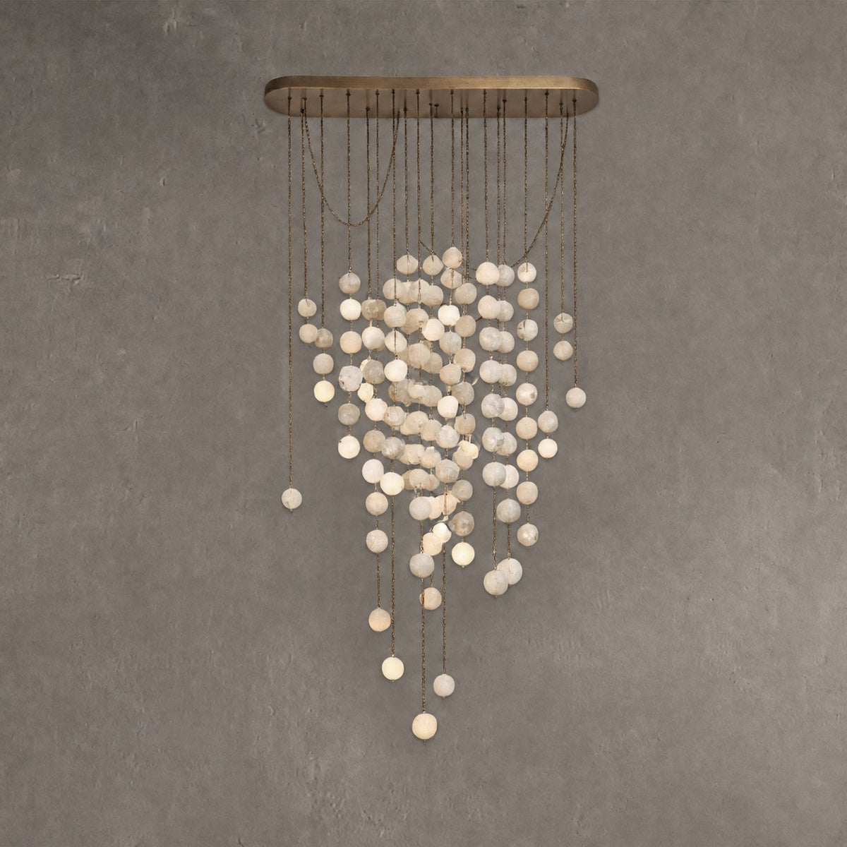 Modern Hanging Spherical Alabaster Chandelier for High Ceilings