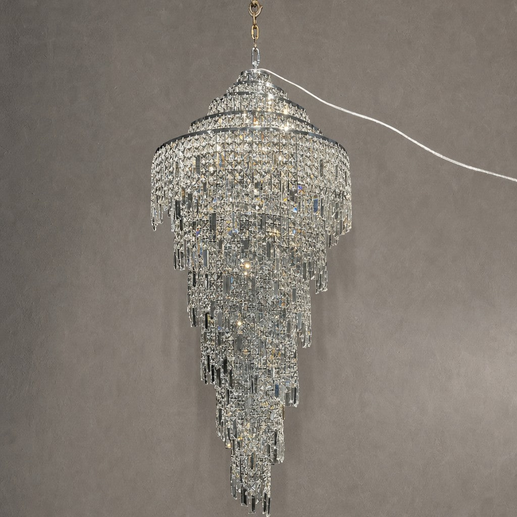 Luxury Spiral Crystal Chandelier For Foyer / Staircase