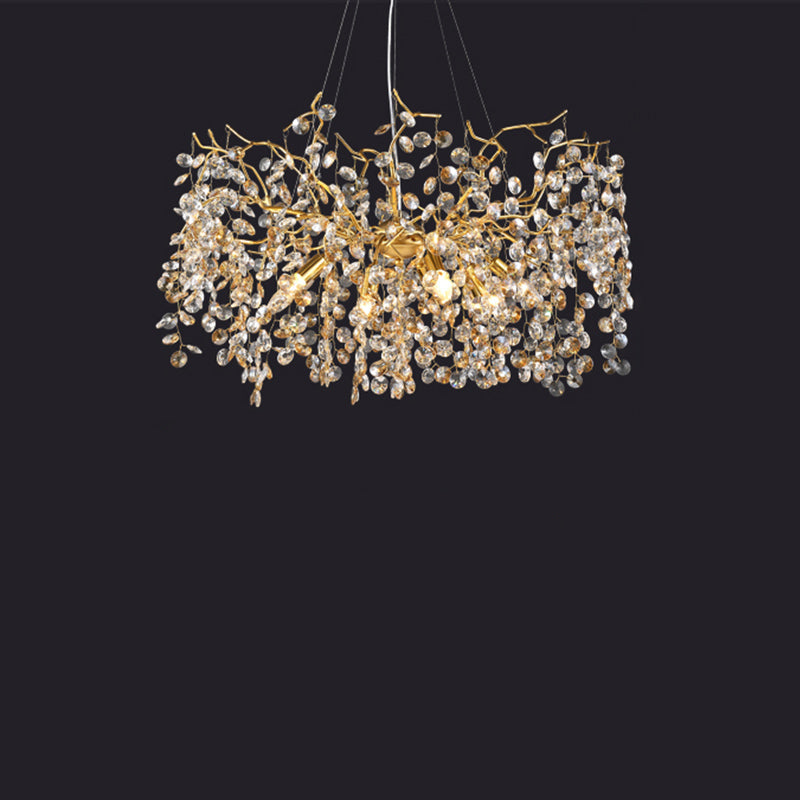 Modern Crystal Branch Chandelier for Foyer Entryway 1.5"D