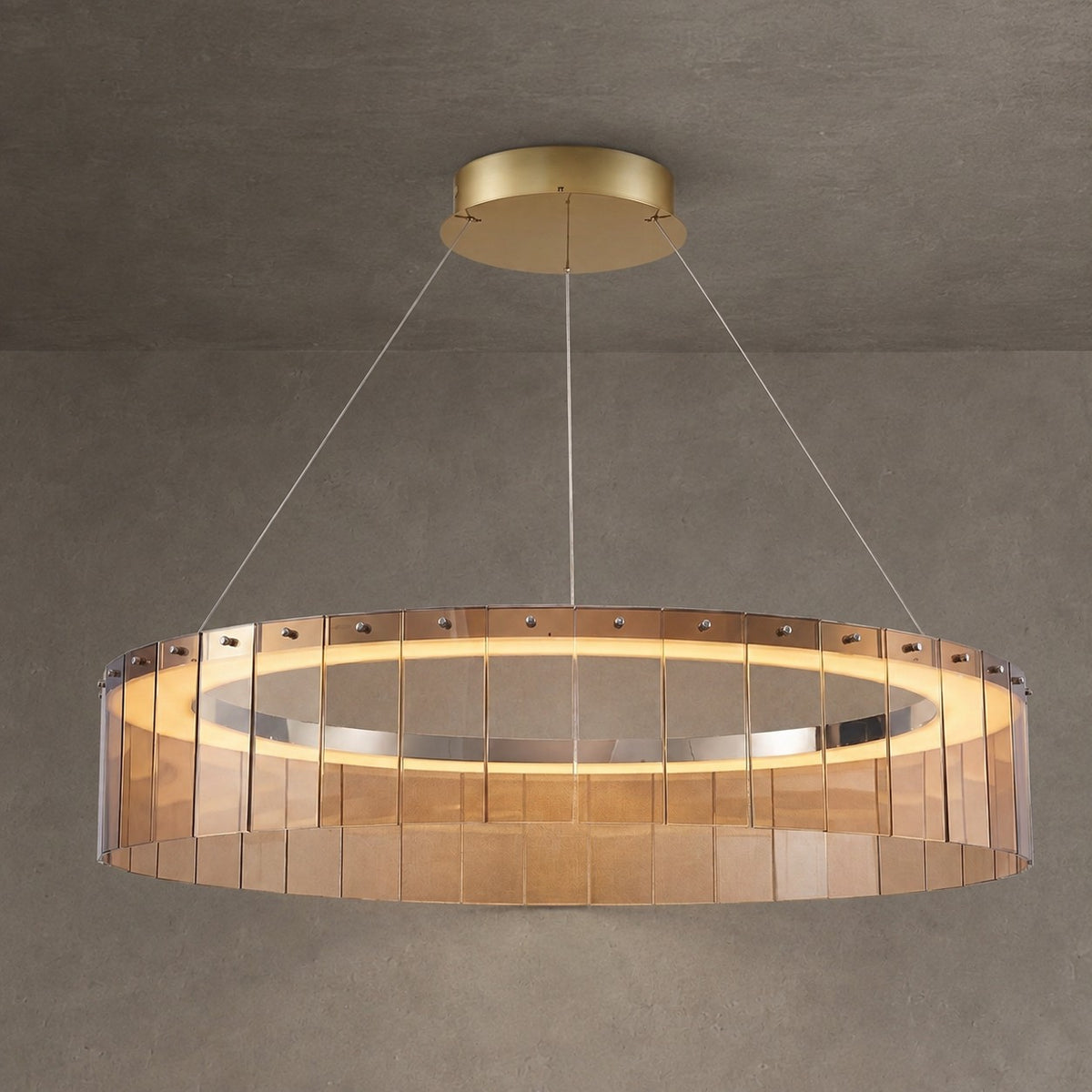 Dalton Glass Circular Chandelier 39"
