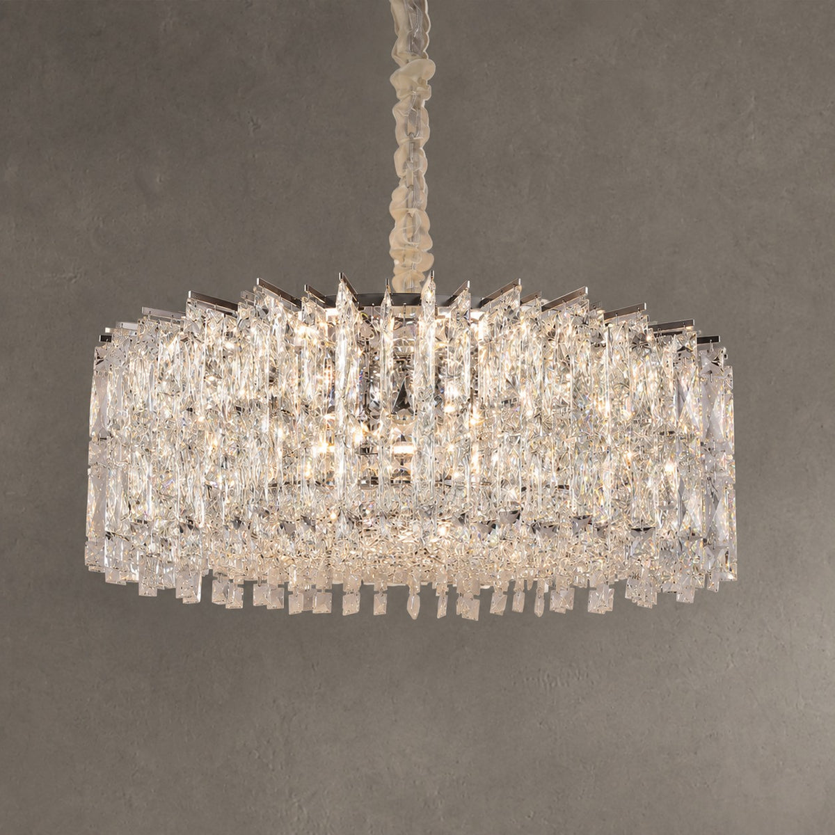 Modern Luxury Round/Rectangle Ice Crystal Chandelier in Chrome Finish for Living/Dining Room/Bedroom