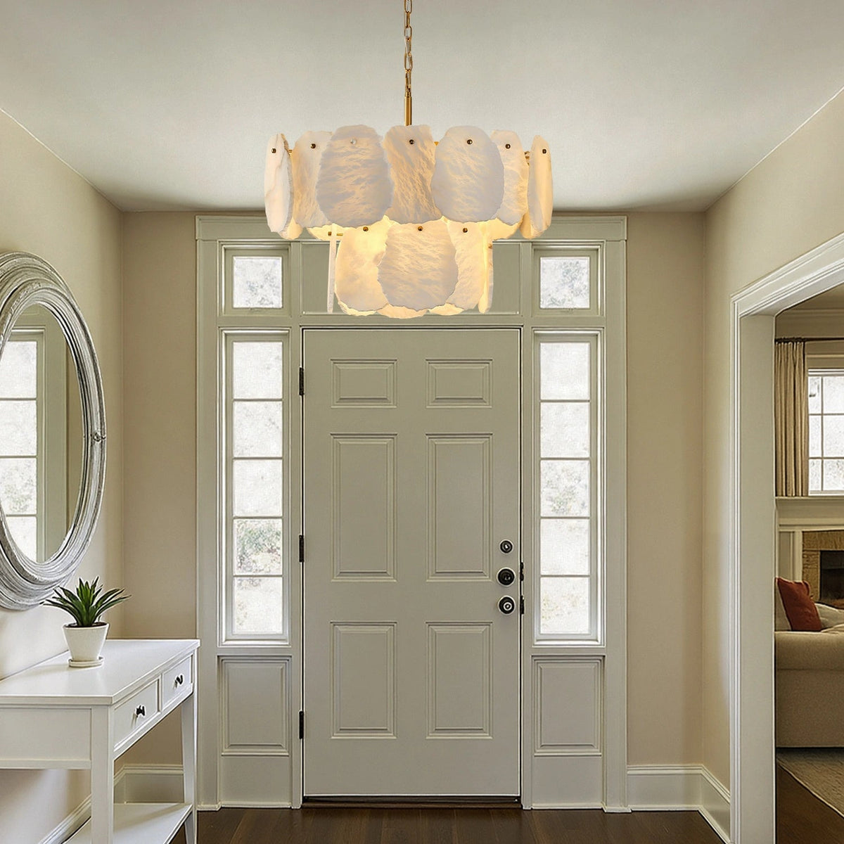 Layered Alabaster Round Chandelier