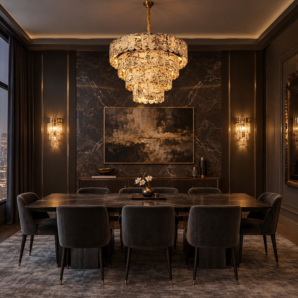 Grand Four-Tier Snowcrest White Luxury stone Chandelier
