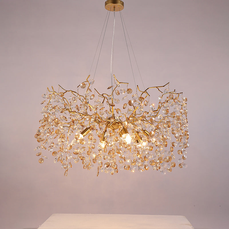 Modern Crystal Branch Chandelier for Foyer Entryway 1.5"D