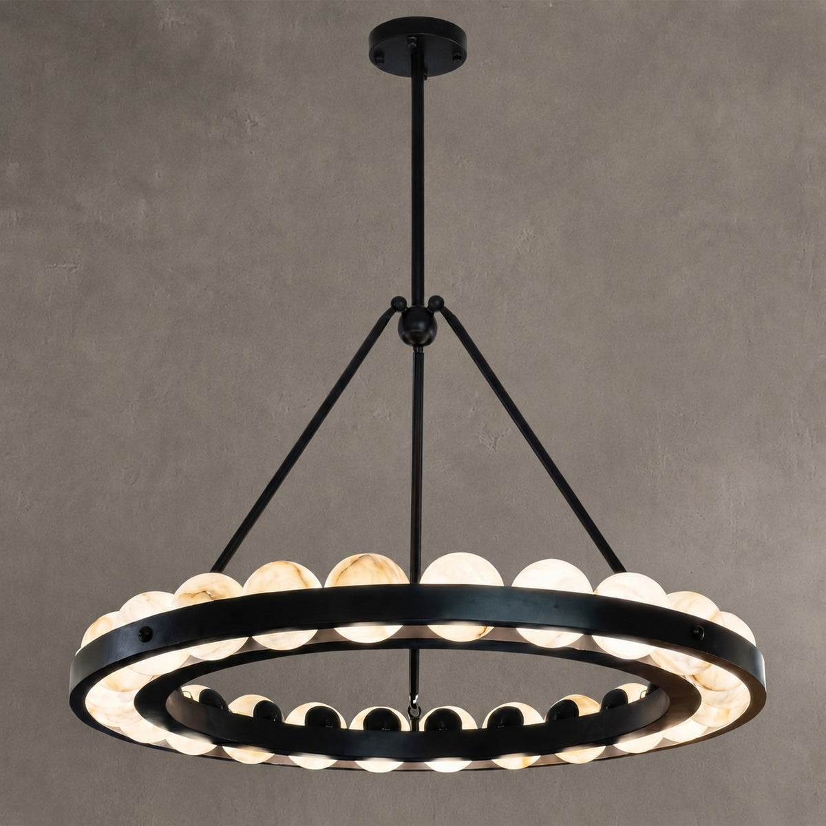 Orbita Modern Alabaster Round Chandelier