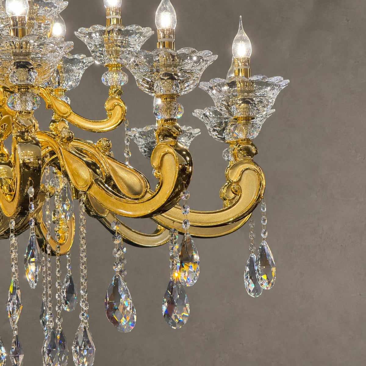 Baroque Revival Classical Brass Branches Candle Light Chandelier