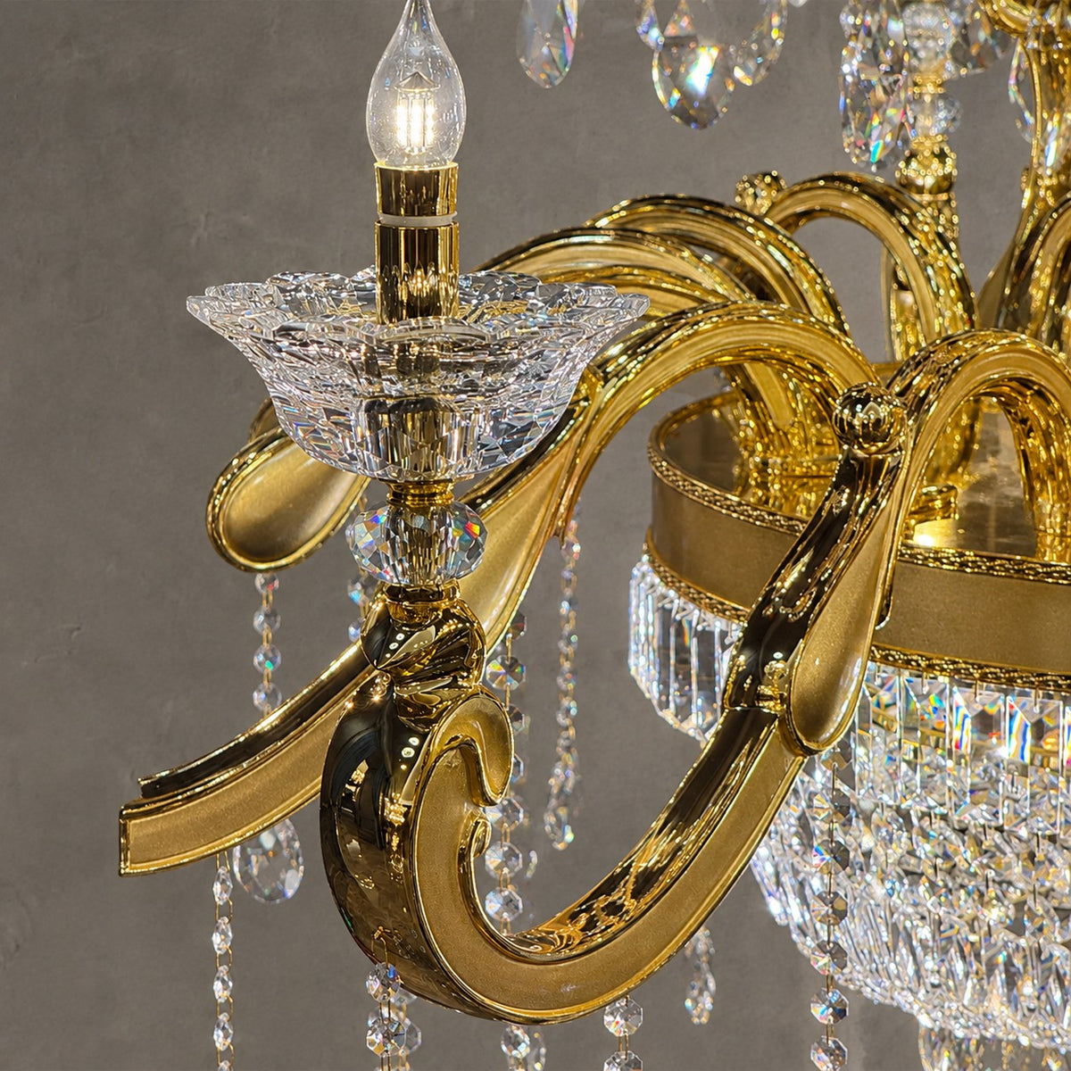 Baroque Revival Classical Brass Branches Candle Light Chandelier
