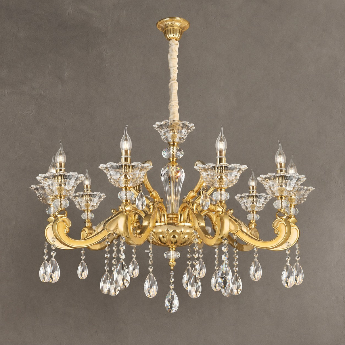 Baroque Revival Classical Brass Branches Candle Light Chandelier