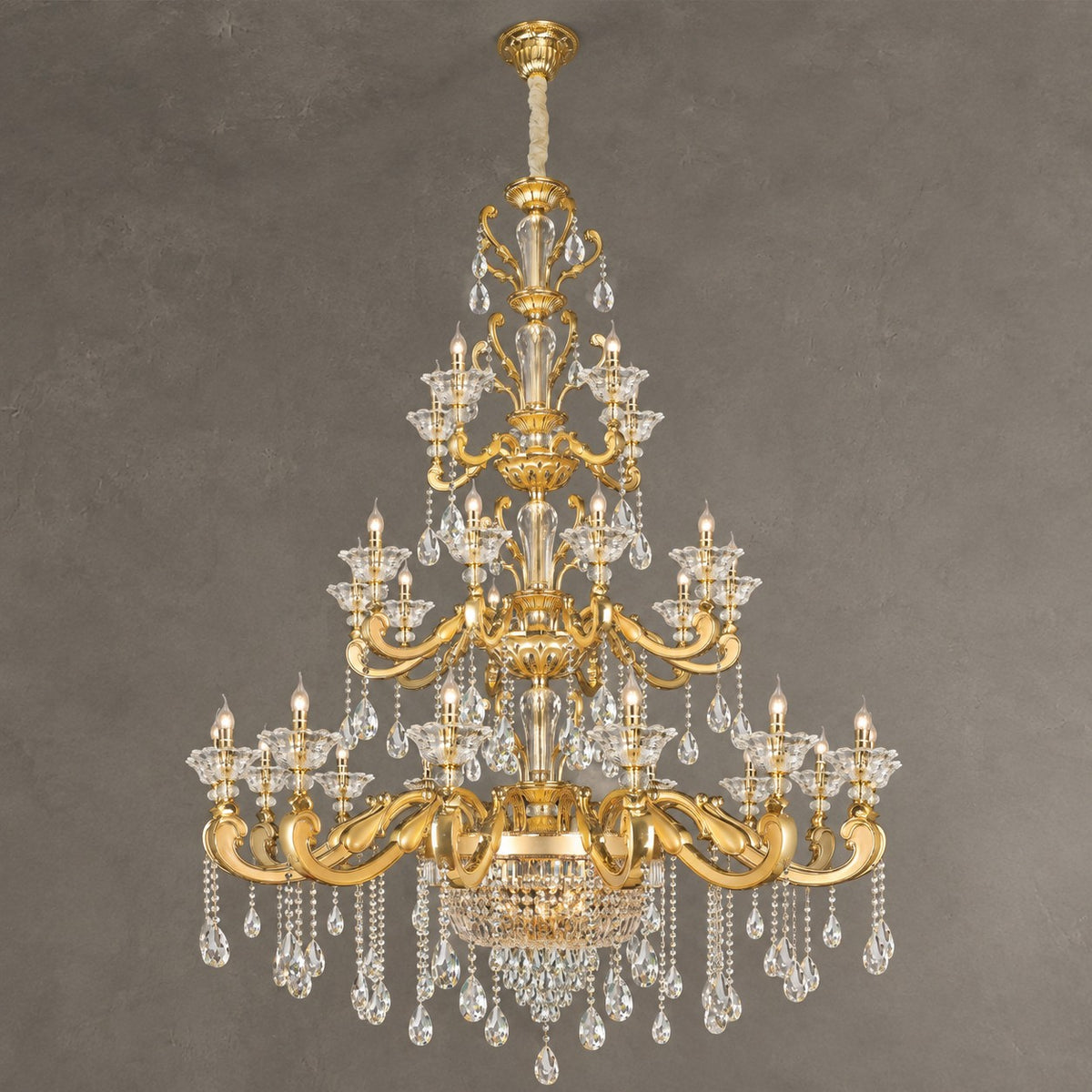 Baroque Revival Classical Brass Branches Candle Light Chandelier