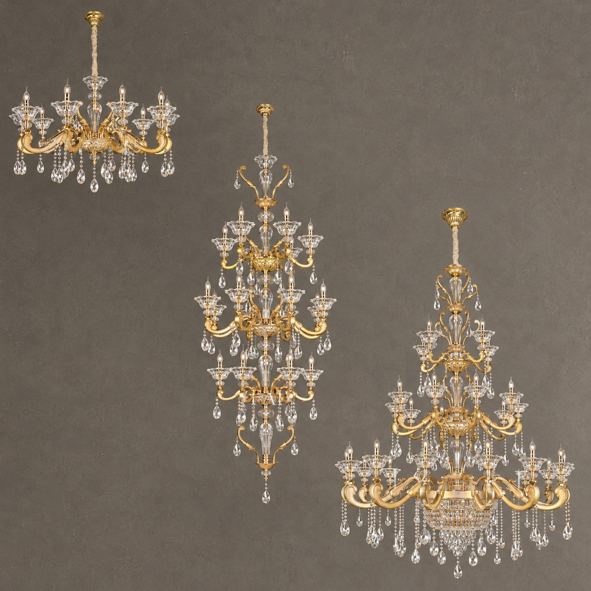 Baroque Revival Classical Brass Branches Candle Light Chandelier