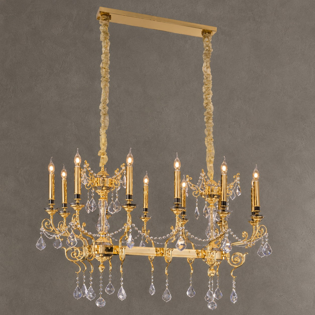 Baroque Silver/24K Gold Color Candle Light Crystal Chandelier