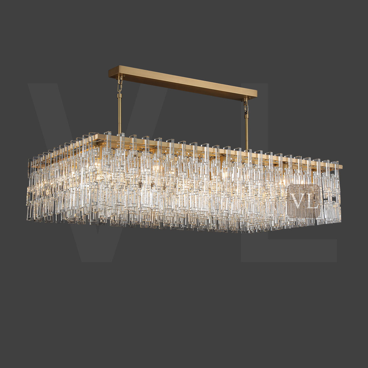 Miravon  K9 Crystal Rectangular Chandelier 60"