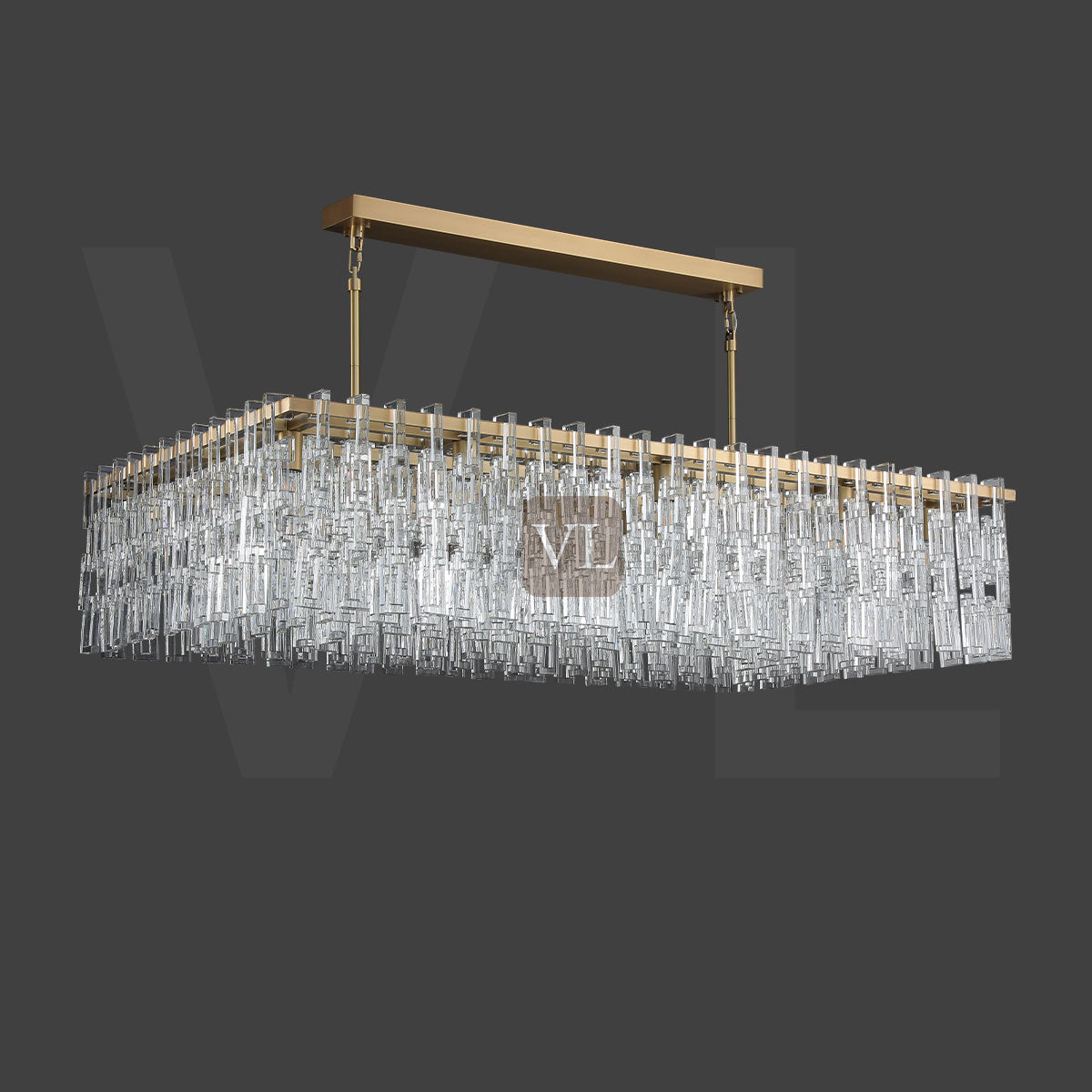 Miravon  K9 Crystal Rectangular Chandelier 60"