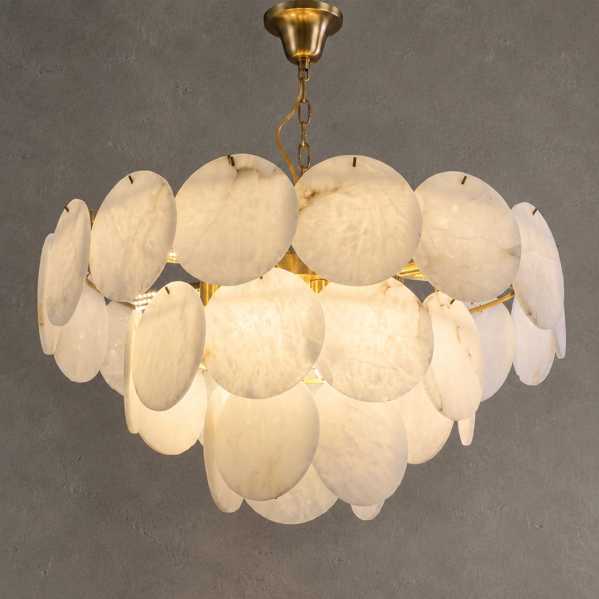Hollis Modern Alabaster Round Chandelier