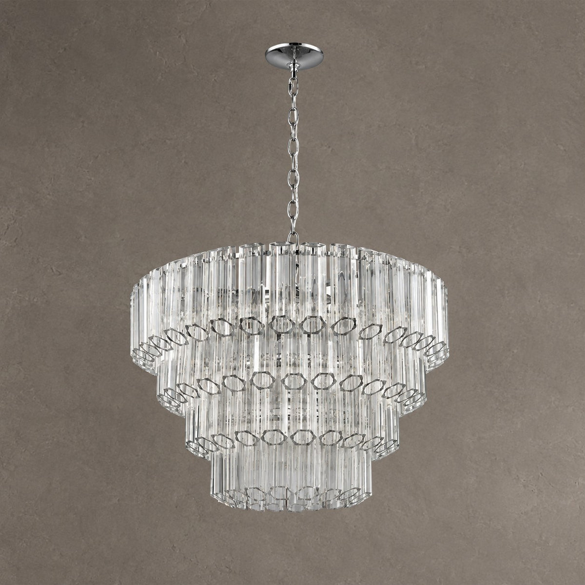 Modern Art Design 4/7-Light Smoky Gray/Clear Layered Glass Chandelier