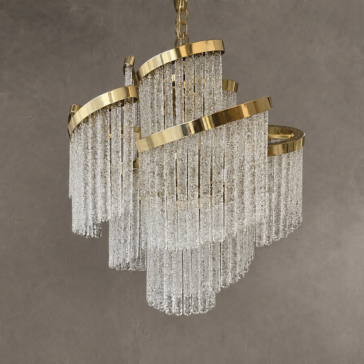 Designer Model Simple Light Luxury Creative Tiered Spiral Glass Chandelier for Living Room / Bedroom / Foyer