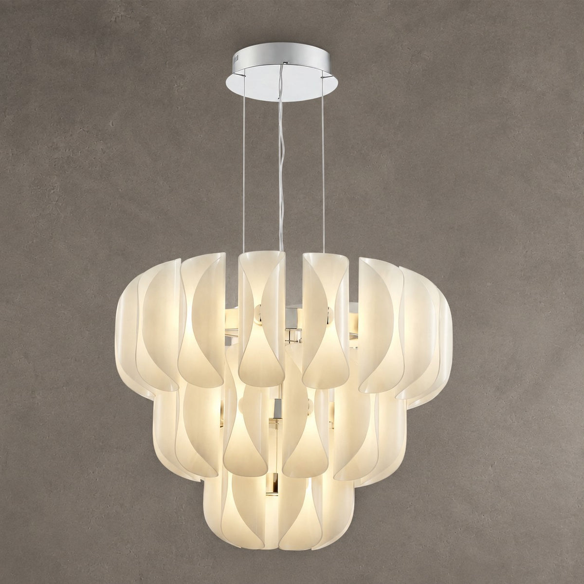 Helena Tiered Modern Glass Chandelier 31" D