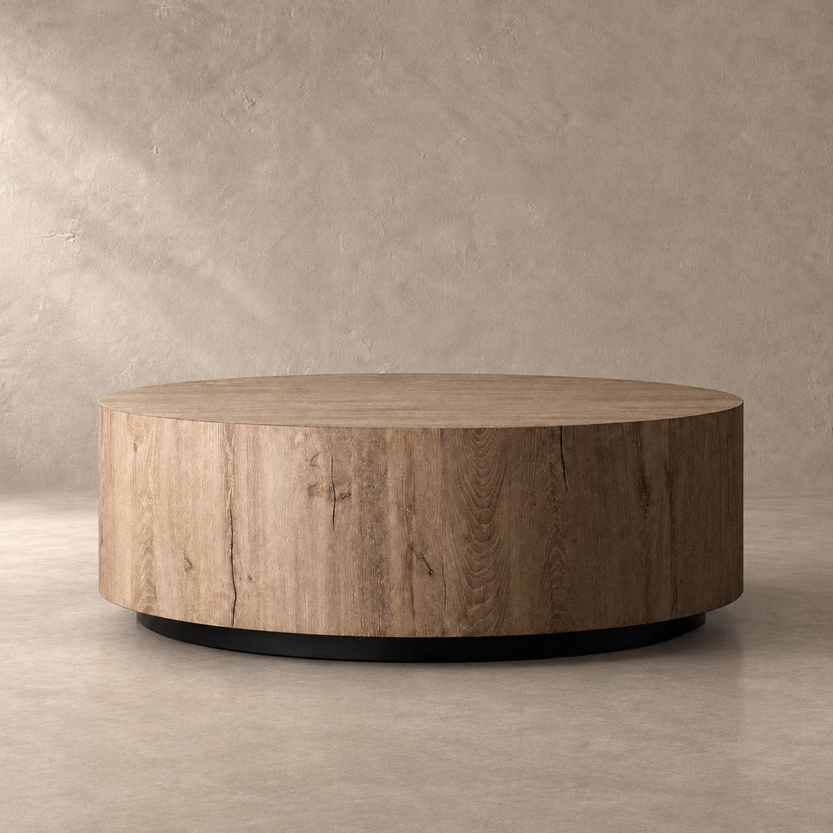 Oak Wood Round Plinth Coffee Table