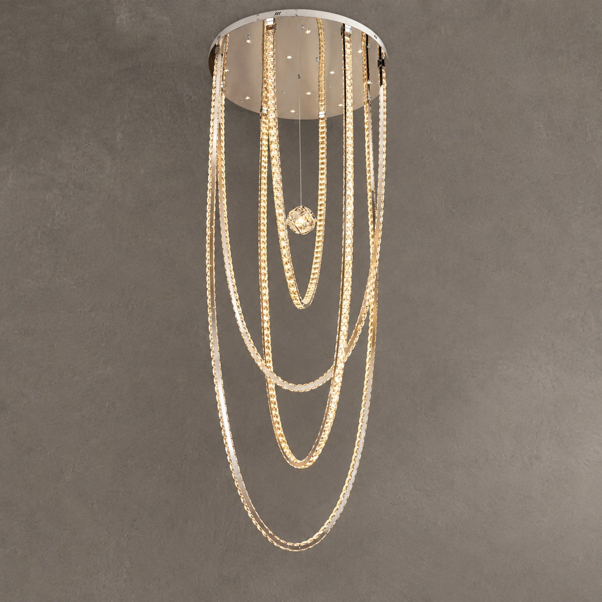Luxury U-shaped Crystal Chandelier for High Ceilings