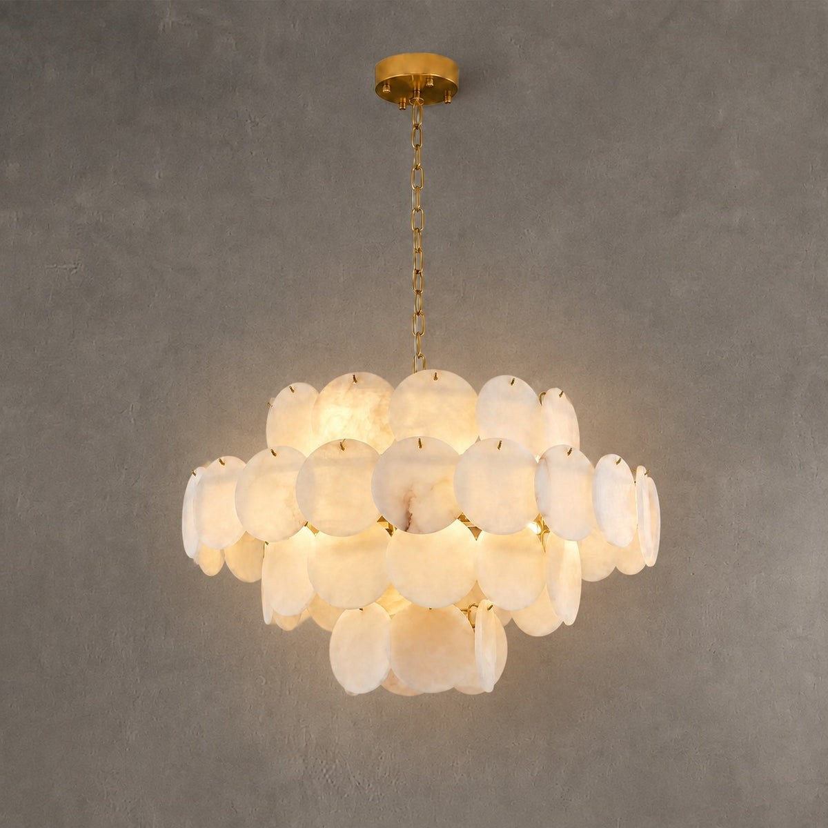 Natural Alabaster 31.5" Round Chandelier