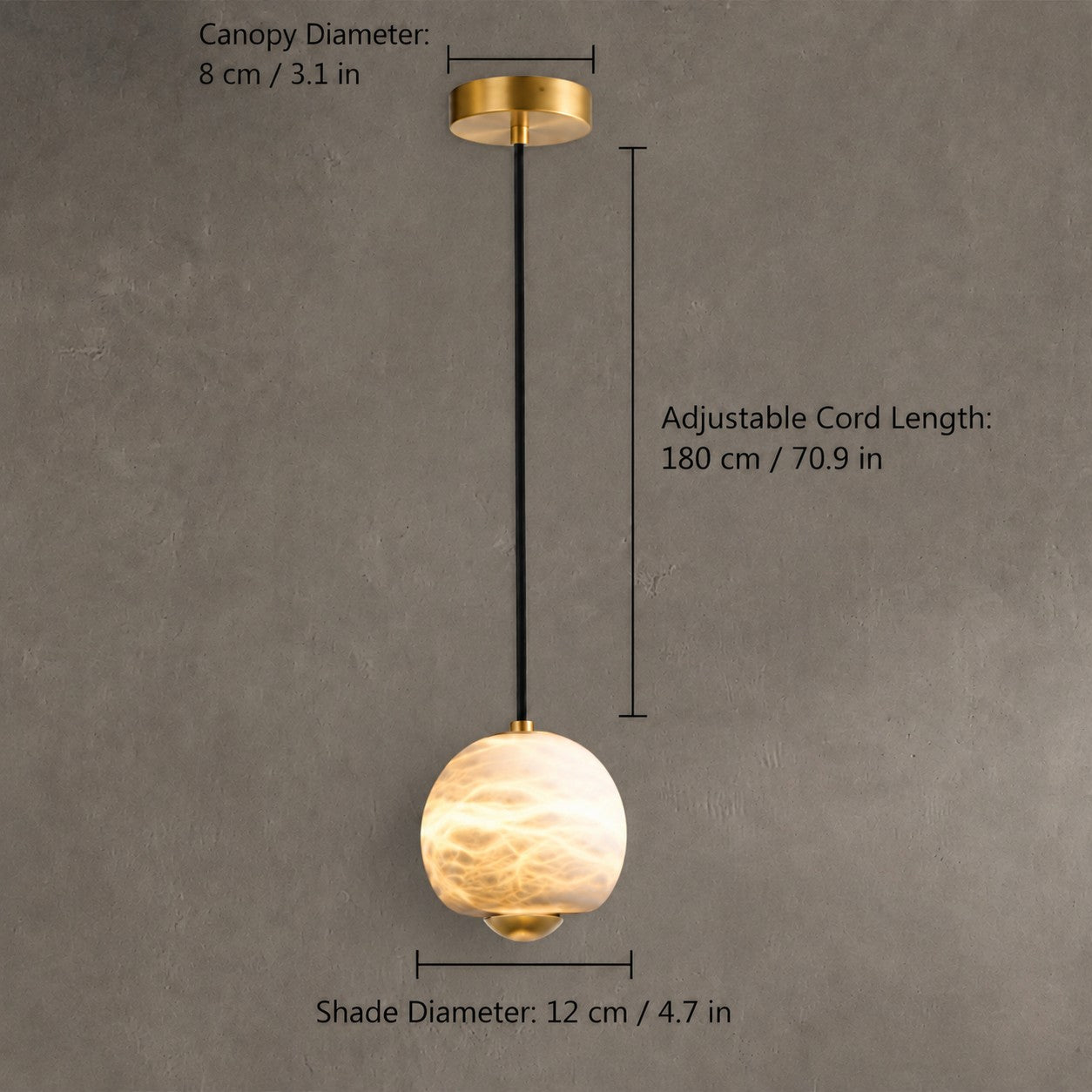 Orbelle  Bedroom Pendant Light  Alabaster Globe Modern