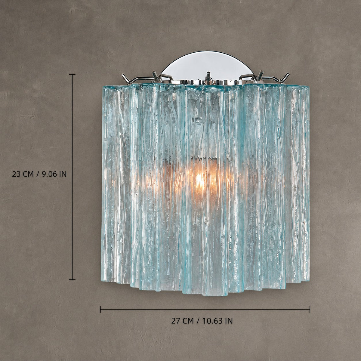 Wall Sconce  Murano-Style Fluted Glass