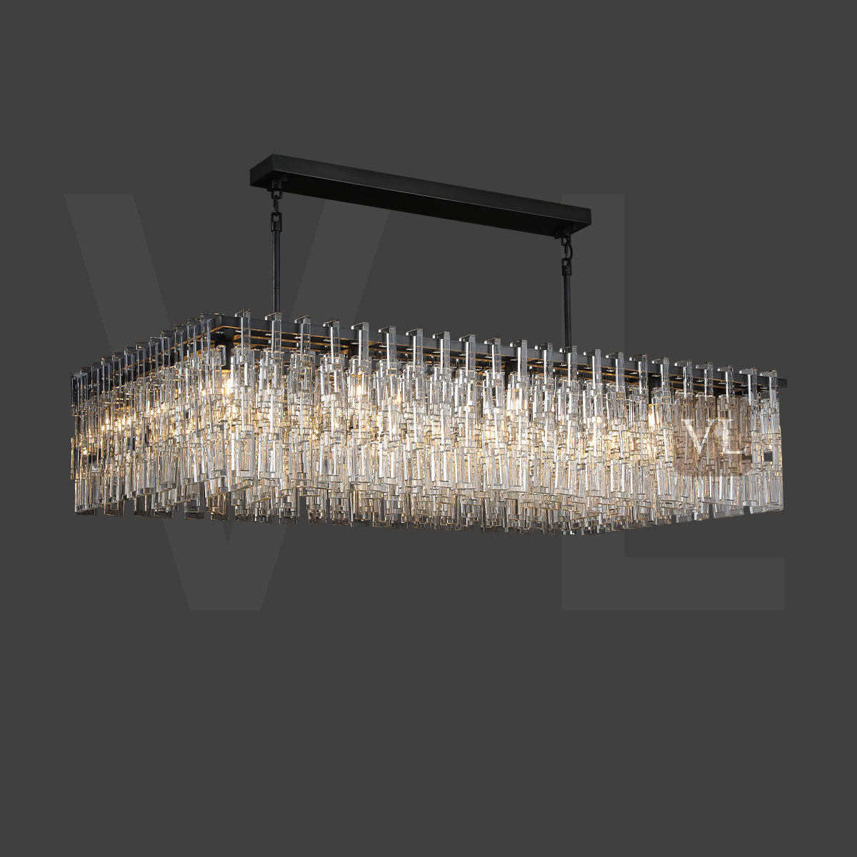 Miravon  K9 Crystal Rectangular Chandelier 60"