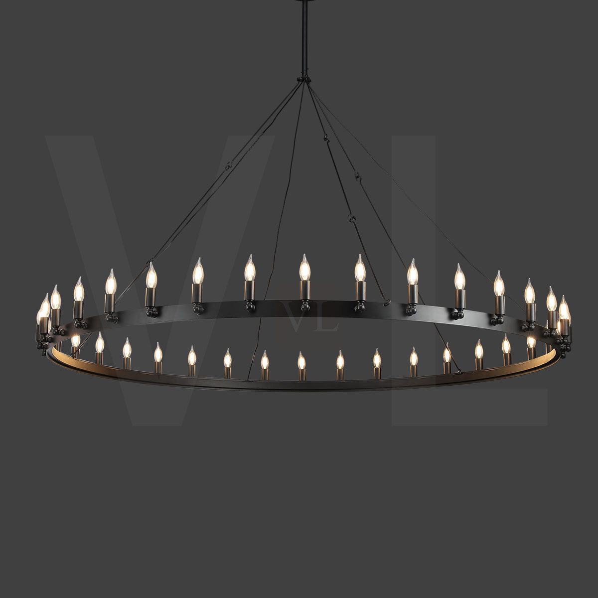 Coviro Vintage Filament Round Chandelier 26"/38"/50"/73"