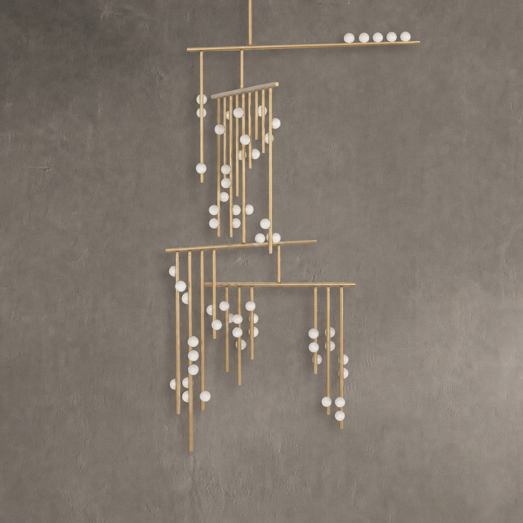 Brass Glass Drop Chandelier