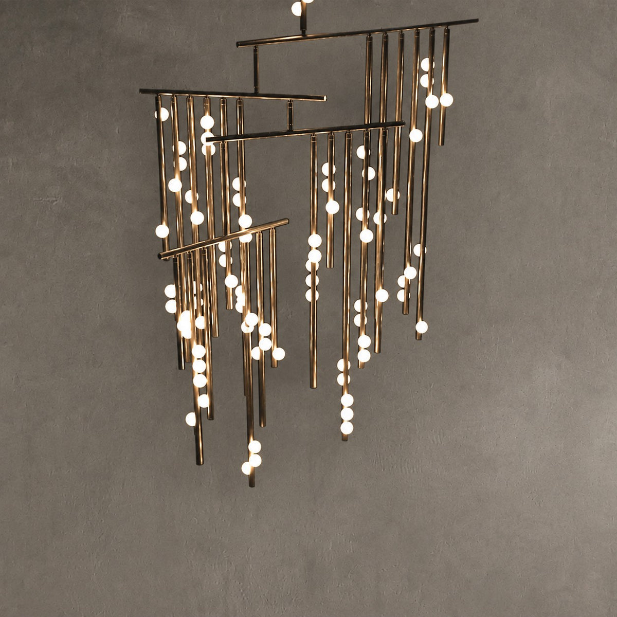 Brass Glass Drop Chandelier