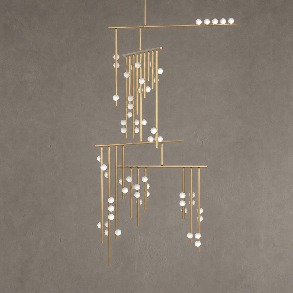 Brass Glass Drop Chandelier