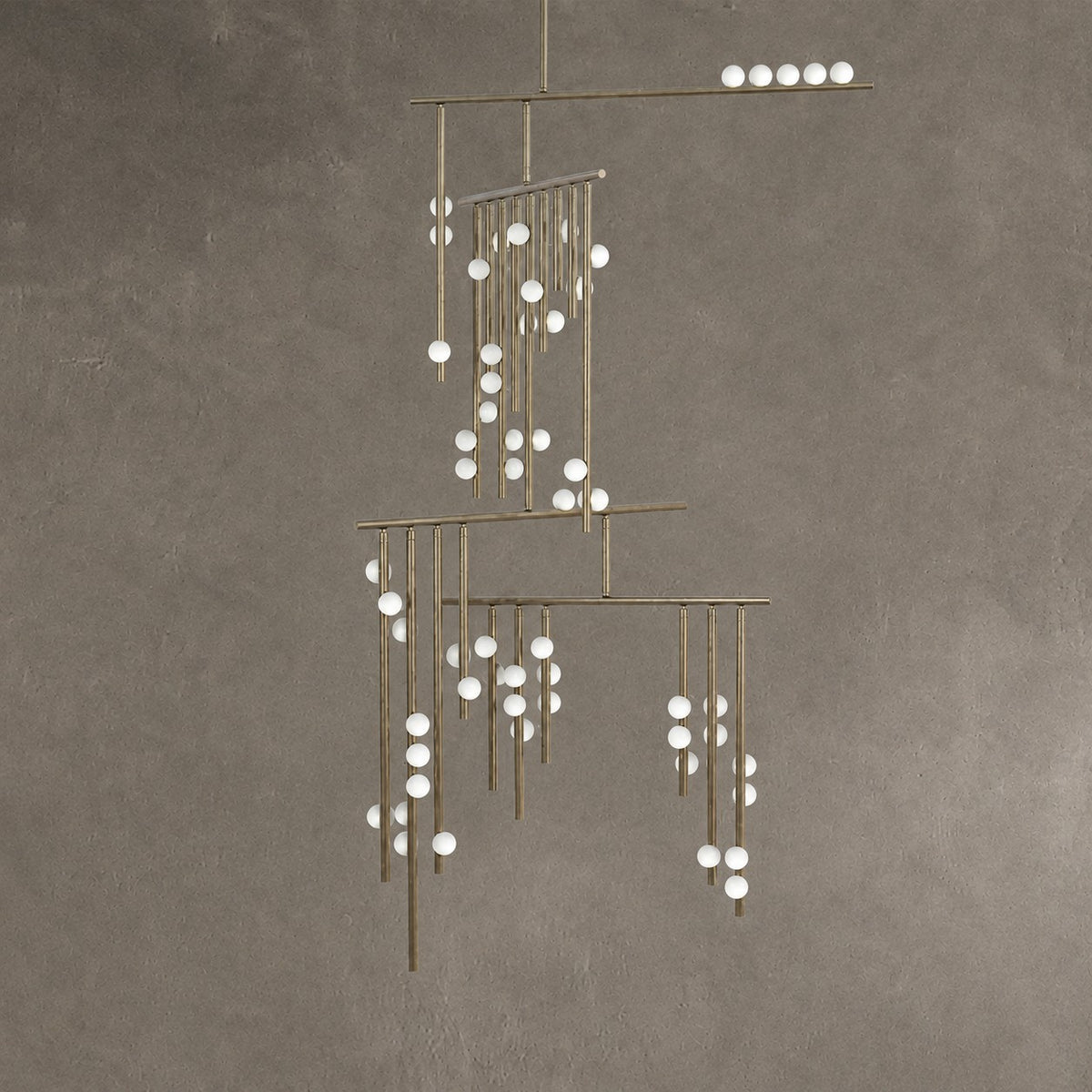 Brass Glass Drop Chandelier