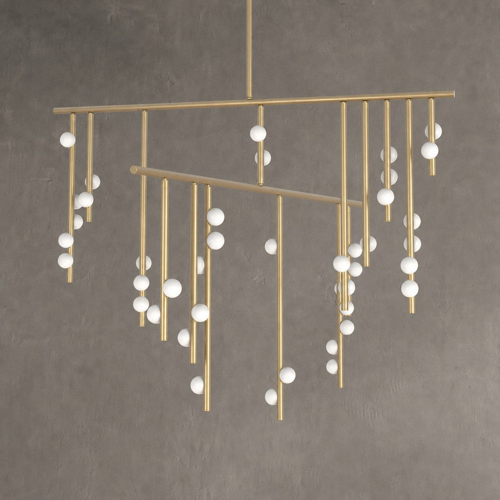 Brass Glass Drop Chandelier