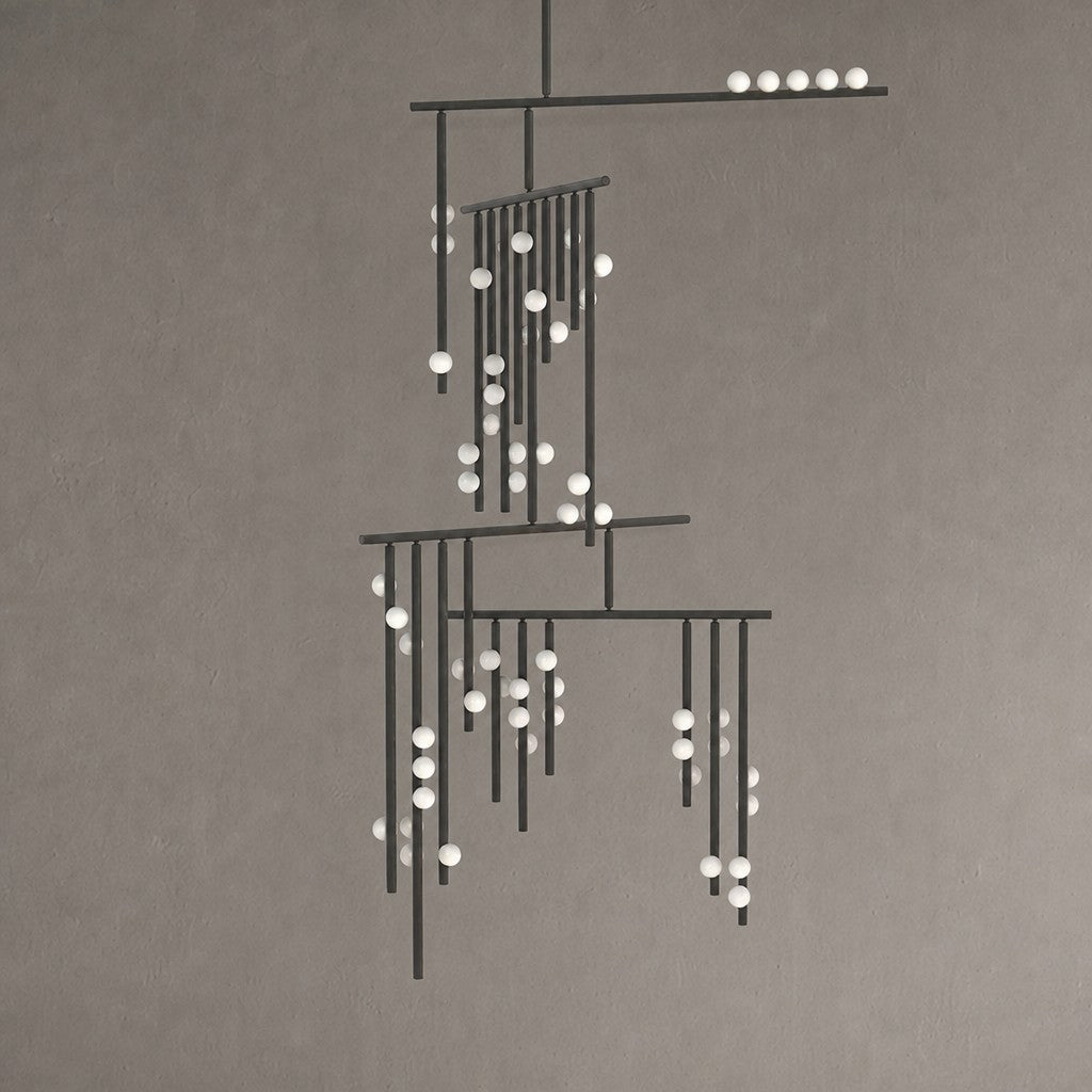 Brass Glass Drop Chandelier
