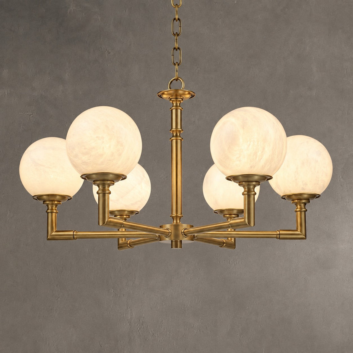 Brass Orb Classic Alabaster Pendant Light