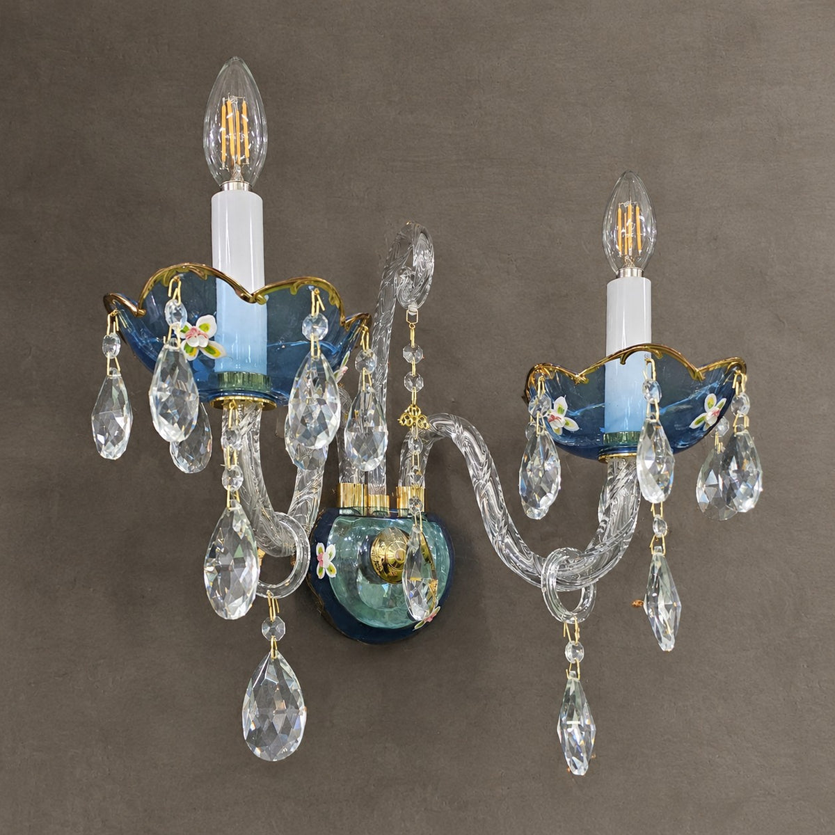 French Romantic Blue Crystal Designer Chandelier for Bedroom/Living Room/Dining Room