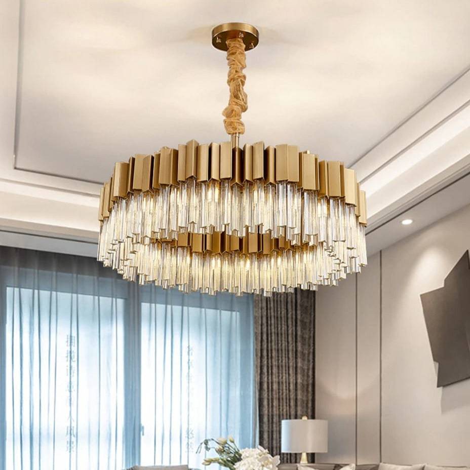 Milano Brushed Gold Crystal Chandelier