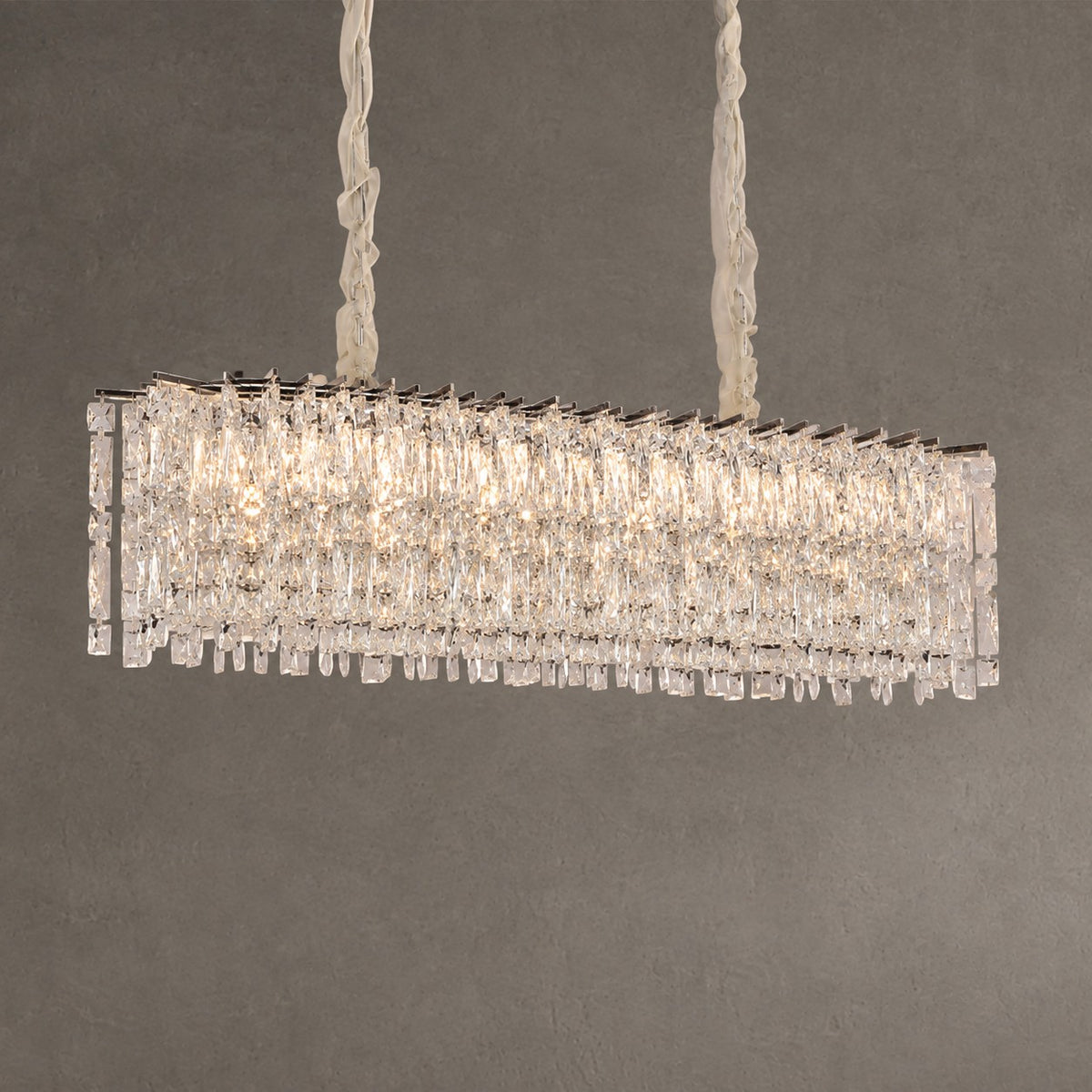 Modern Luxury Round/Rectangle Ice Crystal Chandelier in Chrome Finish for Living/Dining Room/Bedroom