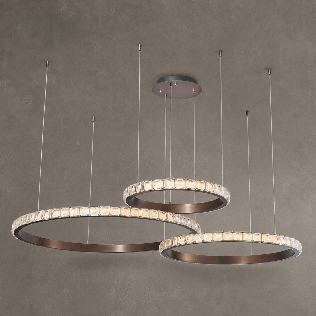 Drake Triple-Ring Crystal Chandelier