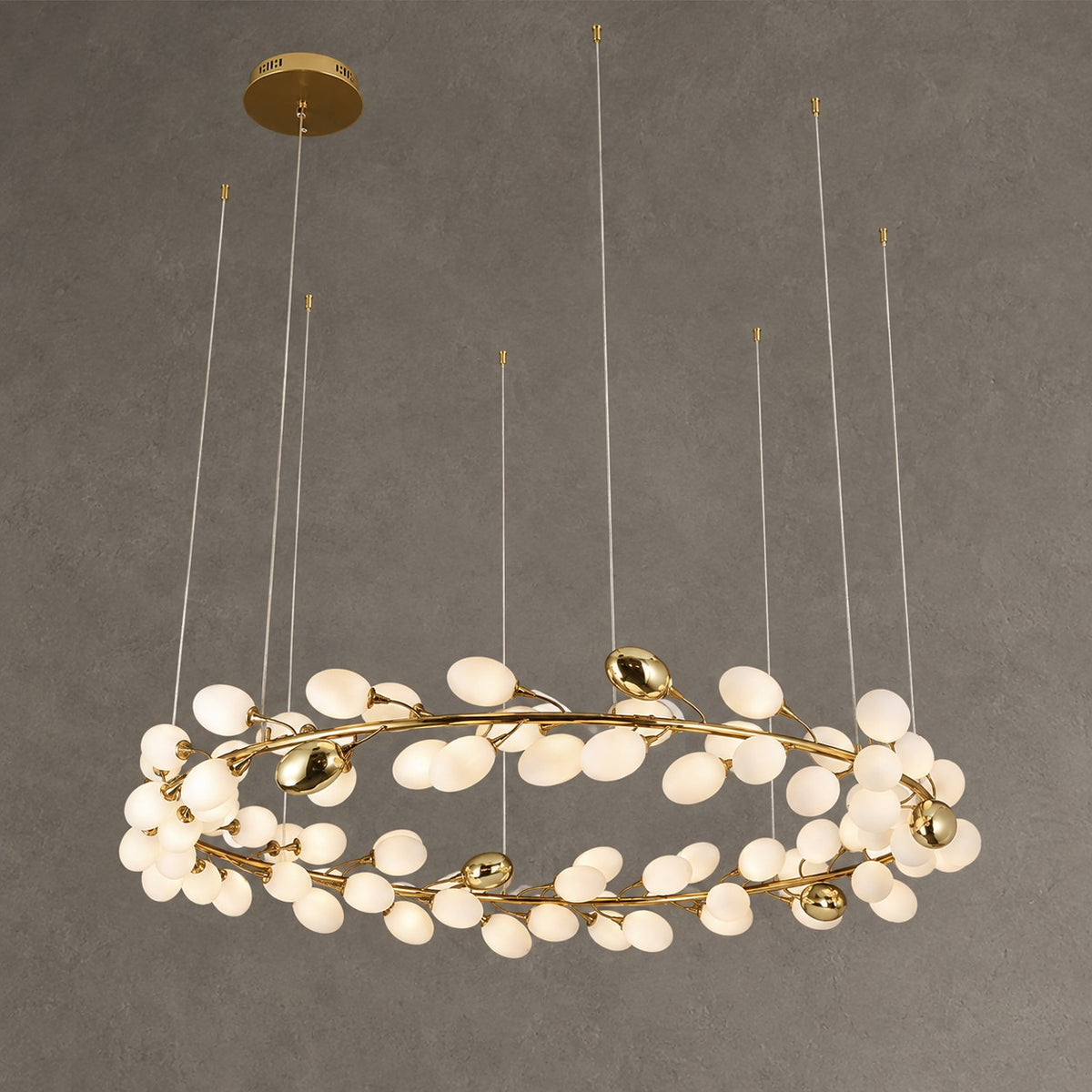 Modern Nordic Creative Art Designer Ring/Linear Pure White Grape Chandelier for Living/Dining Room