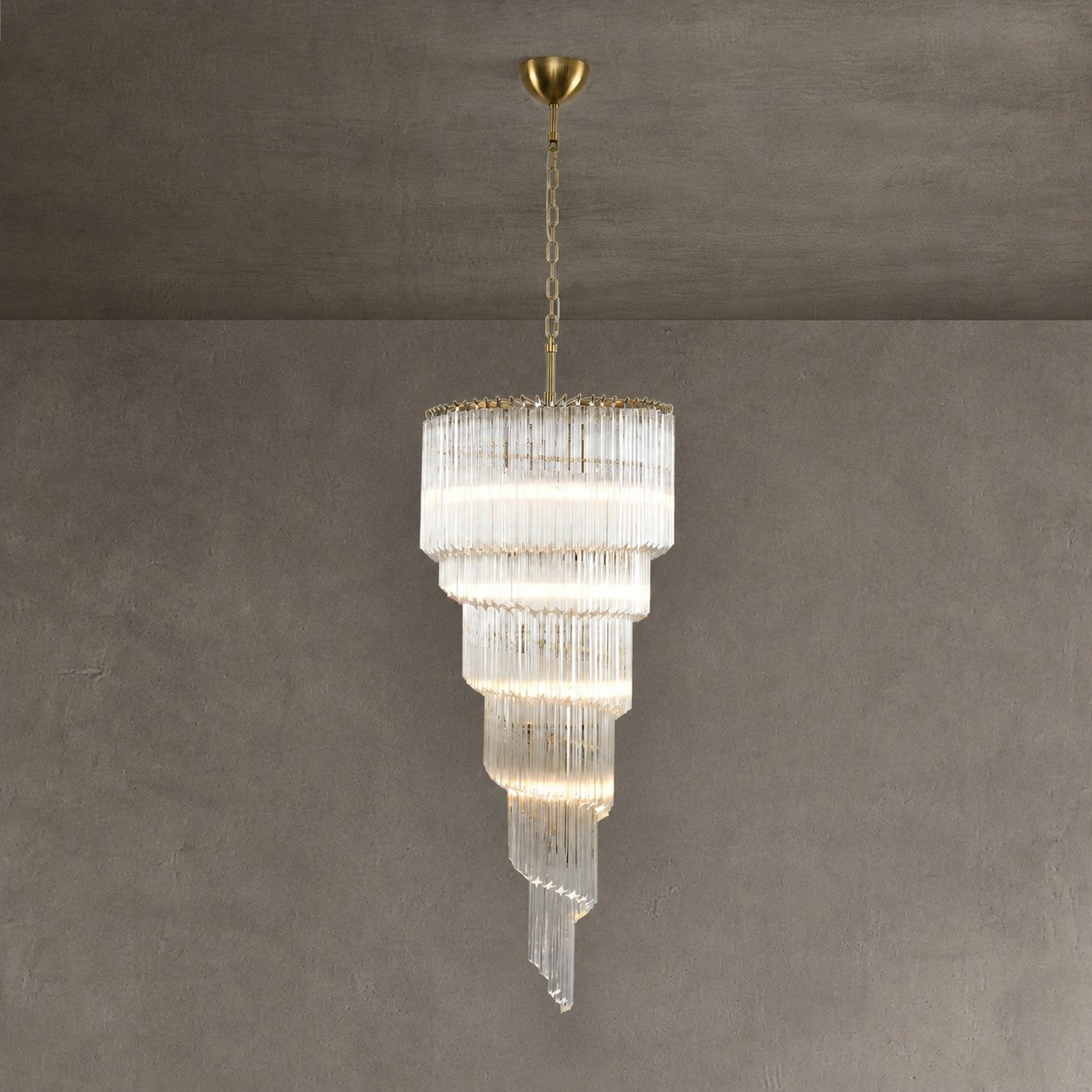 Chandelier  Cascada Spiral Clear Crystal Nickel